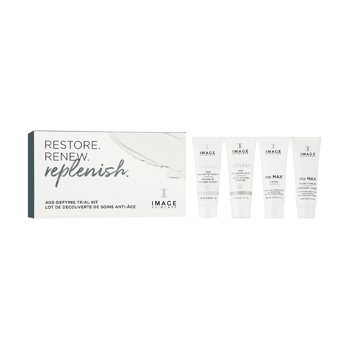 Міні-набір для обличчя Image Skincare Trial Kit Age-Defying (гель для вмивання, 7.4 мл + сироватка, 7.4 мл + маска, 7 г + нічний крем, 7 г)
